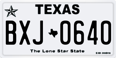 TX license plate BXJ0640
