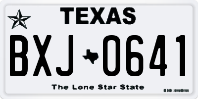TX license plate BXJ0641