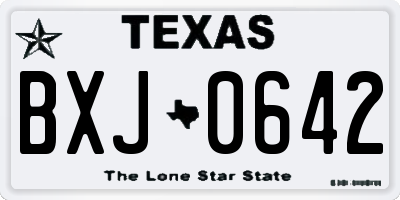 TX license plate BXJ0642