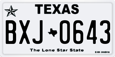 TX license plate BXJ0643