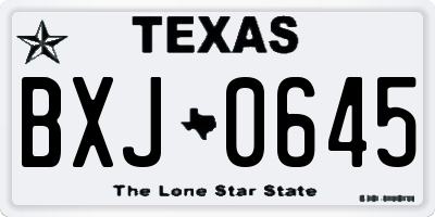 TX license plate BXJ0645