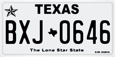TX license plate BXJ0646