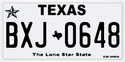 TX license plate BXJ0648