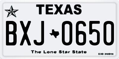 TX license plate BXJ0650