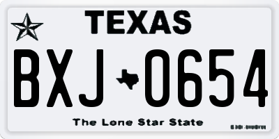 TX license plate BXJ0654