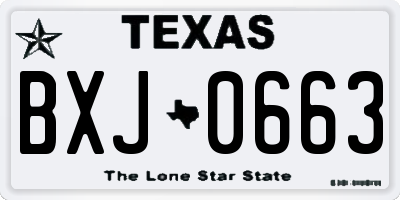 TX license plate BXJ0663