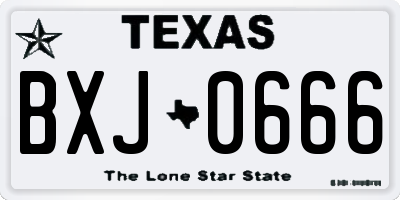 TX license plate BXJ0666