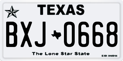 TX license plate BXJ0668
