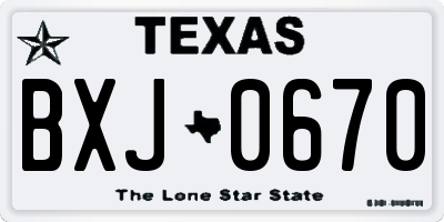 TX license plate BXJ0670
