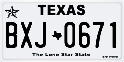 TX license plate BXJ0671