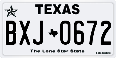 TX license plate BXJ0672