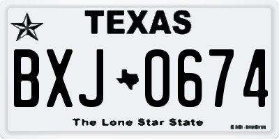 TX license plate BXJ0674