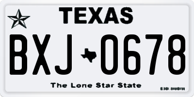 TX license plate BXJ0678