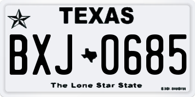 TX license plate BXJ0685