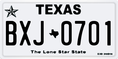 TX license plate BXJ0701