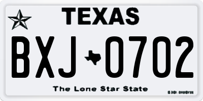 TX license plate BXJ0702