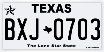 TX license plate BXJ0703