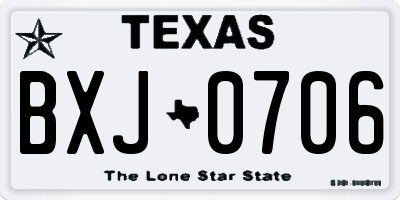 TX license plate BXJ0706