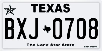 TX license plate BXJ0708