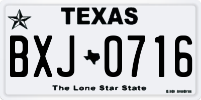 TX license plate BXJ0716