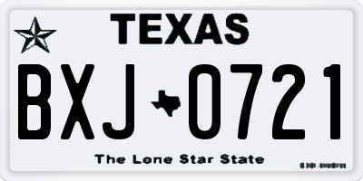 TX license plate BXJ0721