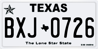 TX license plate BXJ0726