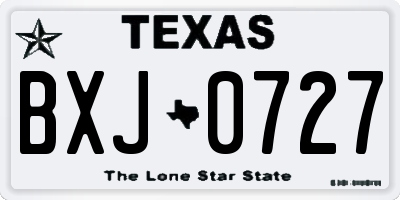 TX license plate BXJ0727