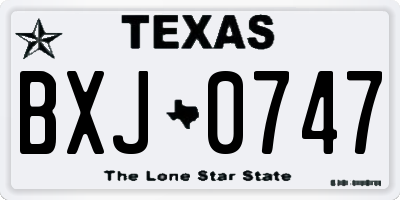 TX license plate BXJ0747
