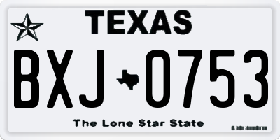 TX license plate BXJ0753