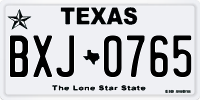 TX license plate BXJ0765