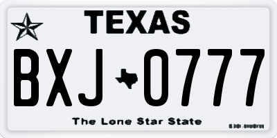 TX license plate BXJ0777