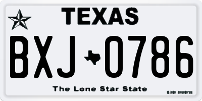 TX license plate BXJ0786