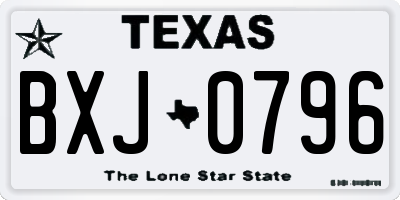 TX license plate BXJ0796