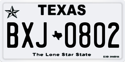 TX license plate BXJ0802