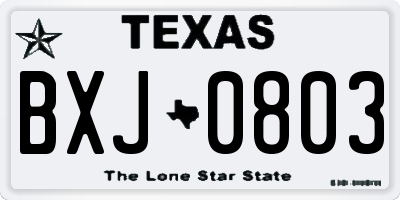 TX license plate BXJ0803