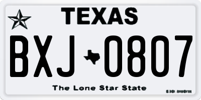 TX license plate BXJ0807