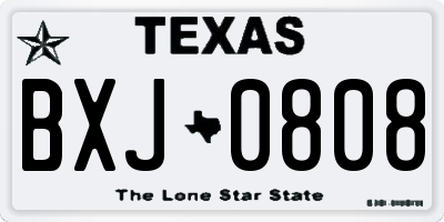 TX license plate BXJ0808