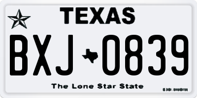 TX license plate BXJ0839