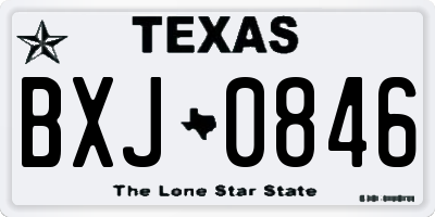 TX license plate BXJ0846