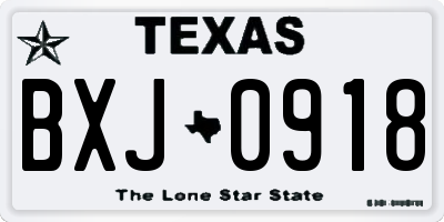 TX license plate BXJ0918