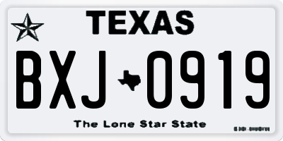 TX license plate BXJ0919