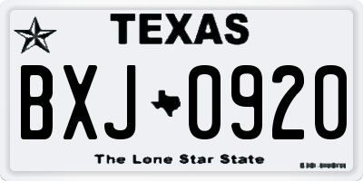 TX license plate BXJ0920