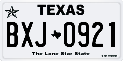 TX license plate BXJ0921