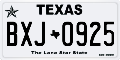 TX license plate BXJ0925