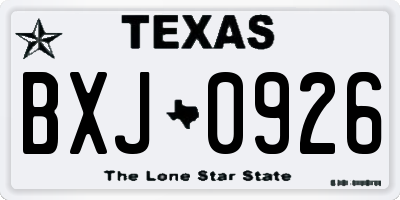 TX license plate BXJ0926