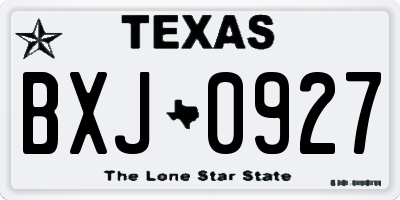 TX license plate BXJ0927