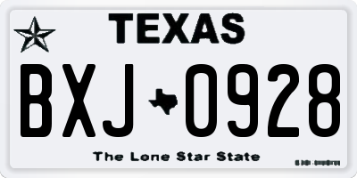 TX license plate BXJ0928