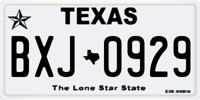 TX license plate BXJ0929
