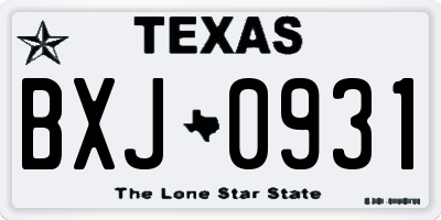 TX license plate BXJ0931
