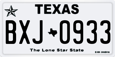 TX license plate BXJ0933